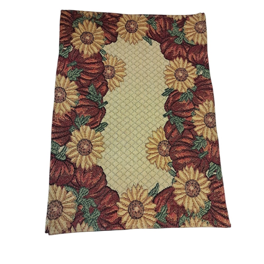 4 Gold Coast Tapestry Placemats Fall Autumn Sunflowers Pumpkins‎ Great Condition
